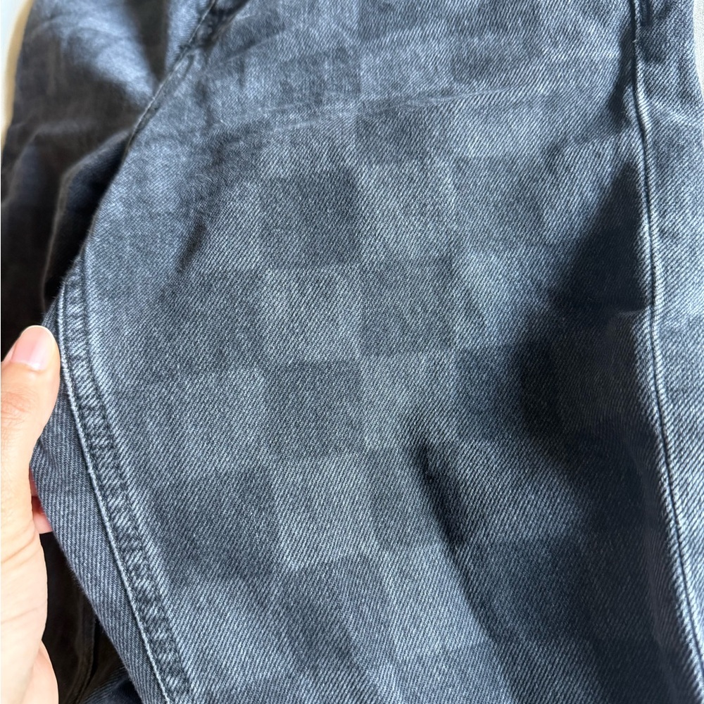 Mango Gray checkered print Straight Leg Jeans